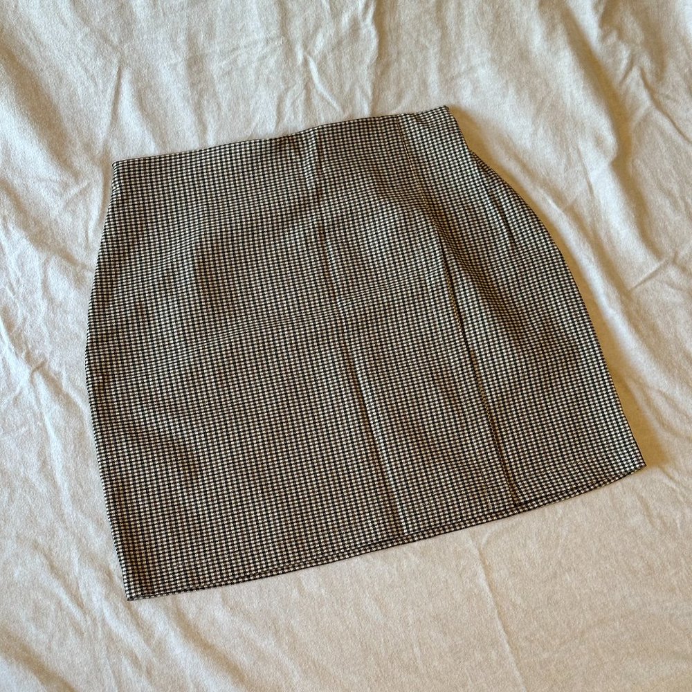 From Rachel, Houndstooth Wrap Effect Mini Skirt Medium